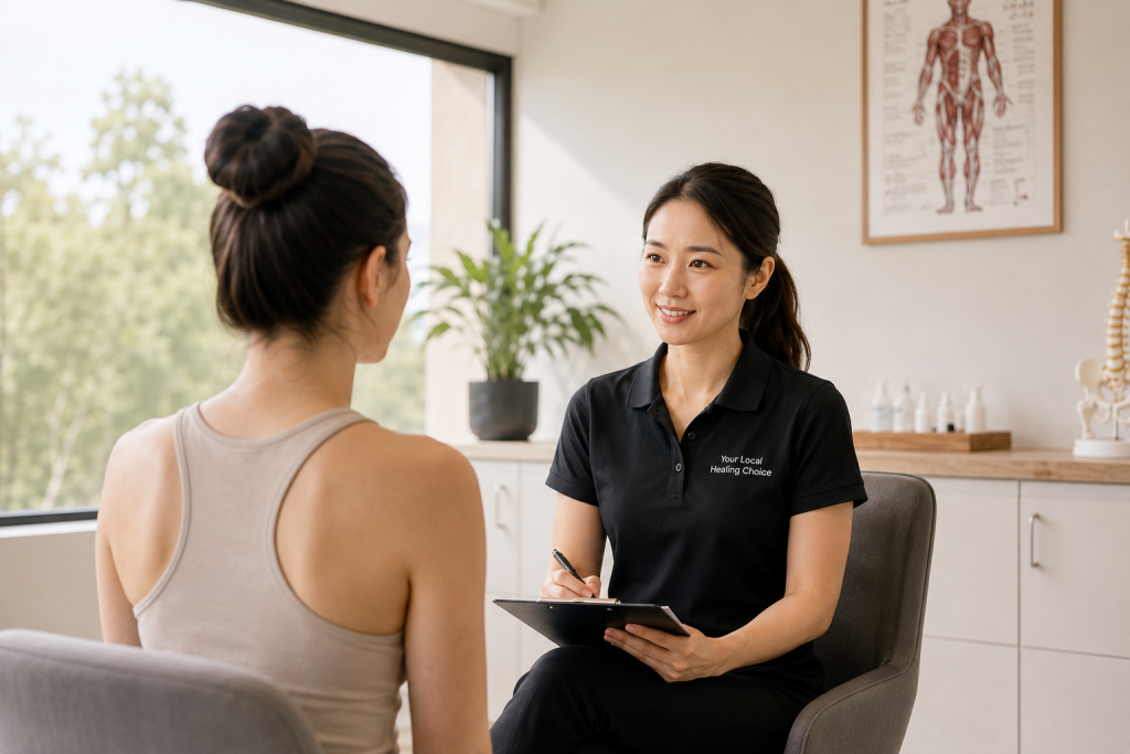 Professional remedial massage treatment room in Perth clinic